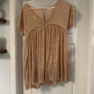 Sequin Rose Gold Babydoll Dress